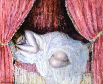  cortina Arte - Desnudo detrás de cortinas rojas Mujeres impresionistas Frederick Carl Frieseke